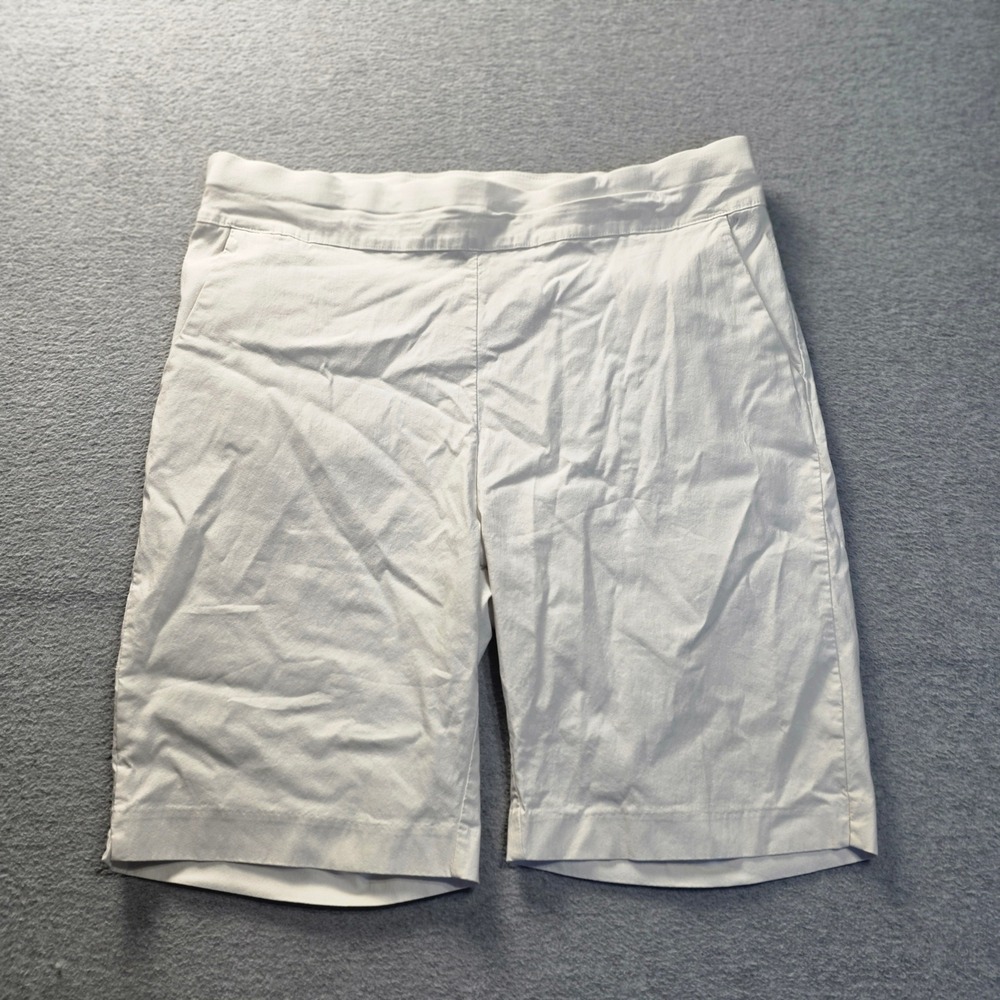 HDE Bermuda Shorts Womens XL White Pull On Stretch Elastic Waist Pockets Travel